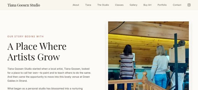 Tiana Goosen Studio A Place Where Artists Grow section