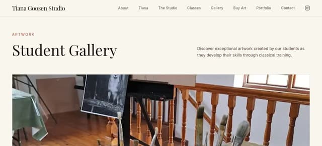 Tiana Goosen Studio Student Gallery section