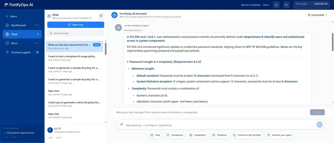 FortifyOps Agent performing security analysis