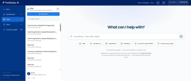 FortifyOps Agent chat interface