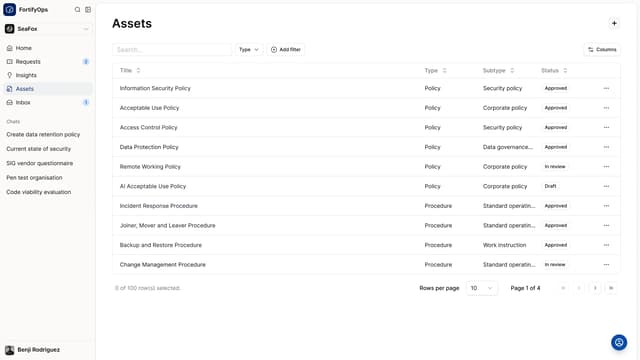 FortifyOps Platform governance assets catalogue