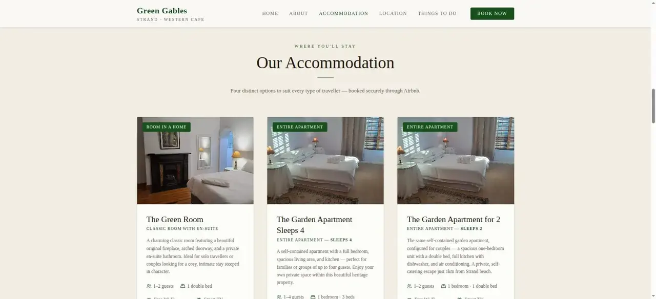 Green Gables Our Accommodation listing grid