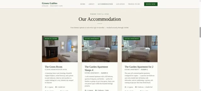 Green Gables Our Accommodation listing grid