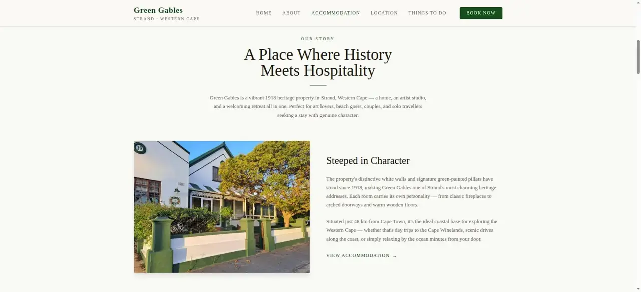 Green Gables Our Story section