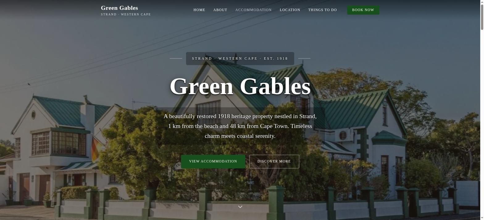 Green Gables heritage property hero section