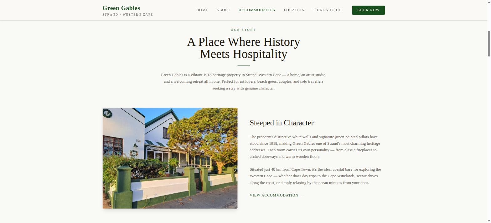 Green Gables Our Story section